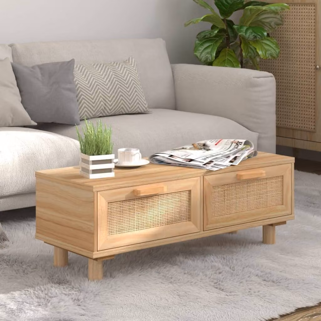 Maison Exclusive - Tavolino da caffè marrone, 80x40x30 cm, realizzato in legno composito e legno massello di pino