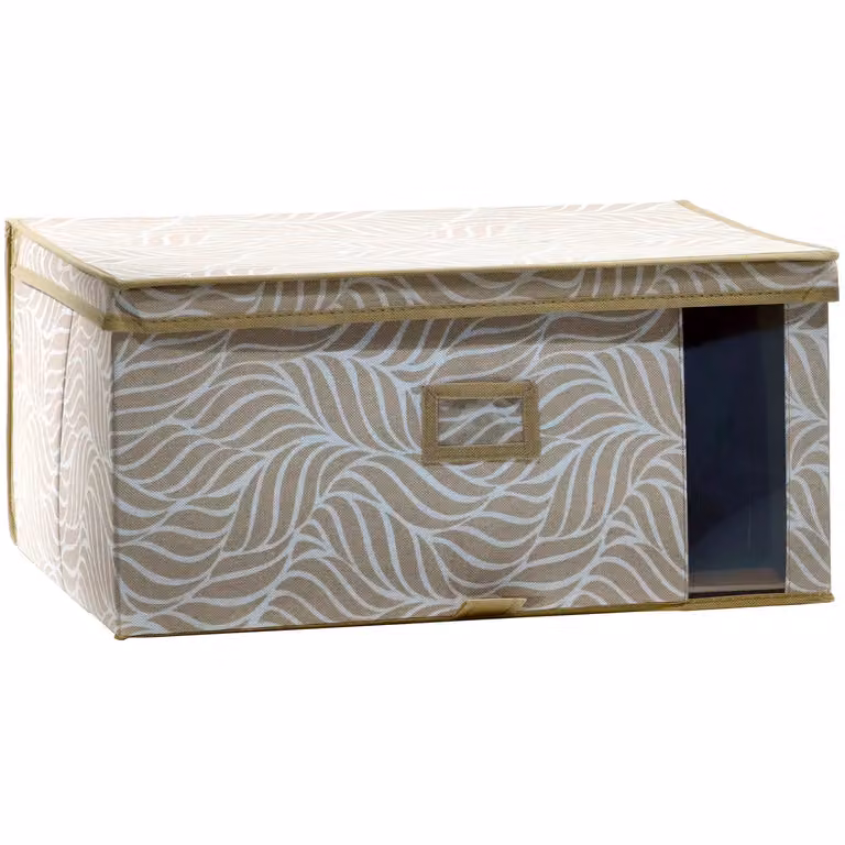 Vestiamo Casa Scatola salvaspazio per armadio beige con etichetta e struttura pieghevole H: 25 cm, L: 50 cm, P: 35 cm