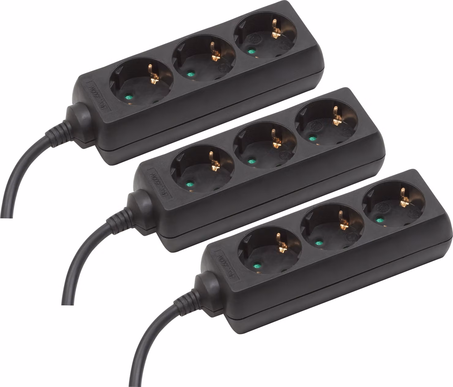 Meister Ciabatta elettrica tripla Set da 3 pezzi Cavo da 1,4 m Nero IP20 Per interni Ciabatta elettrica