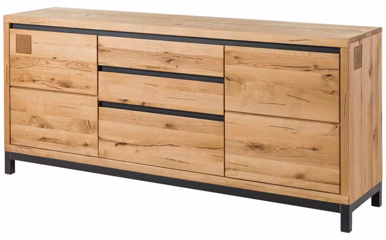 MASSIVMOEBEL24 | credenza in legno di Quercia Selvatica 190x45x85 quercia naturale oliato VILLANDERS #151