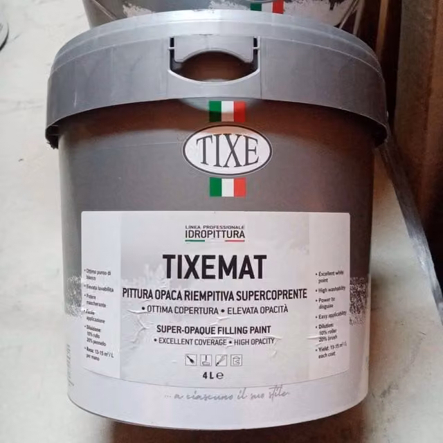 Tixe Tixemat Idropittura Bianca Opaca Riempitiva Supercoprente per Interni e Cartongesso 4 l