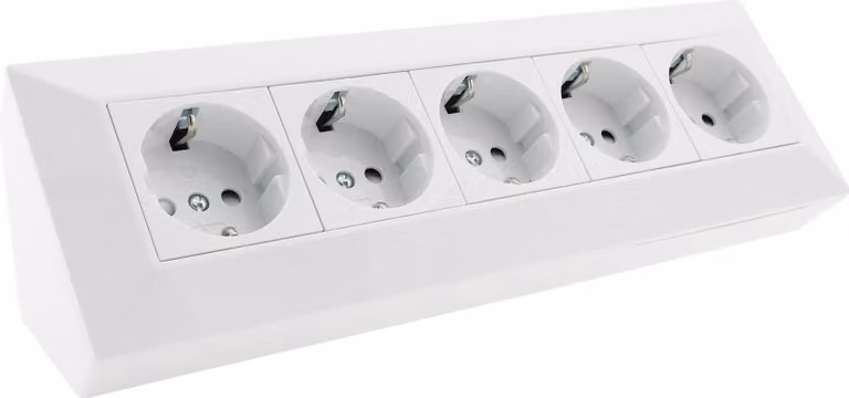 Blocco prese ChiliTec a 5 vie 230V per cucina/officina, bianco