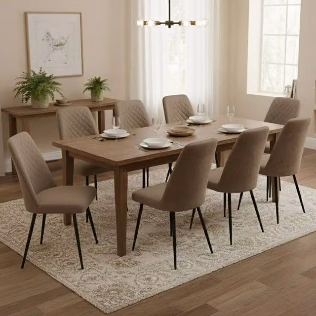 Set di 8 sedie DMORA in tessuto velvet marrone e nero con struttura in metallo nero opaco per cucina e sala da pranzo in stile moderno – 1