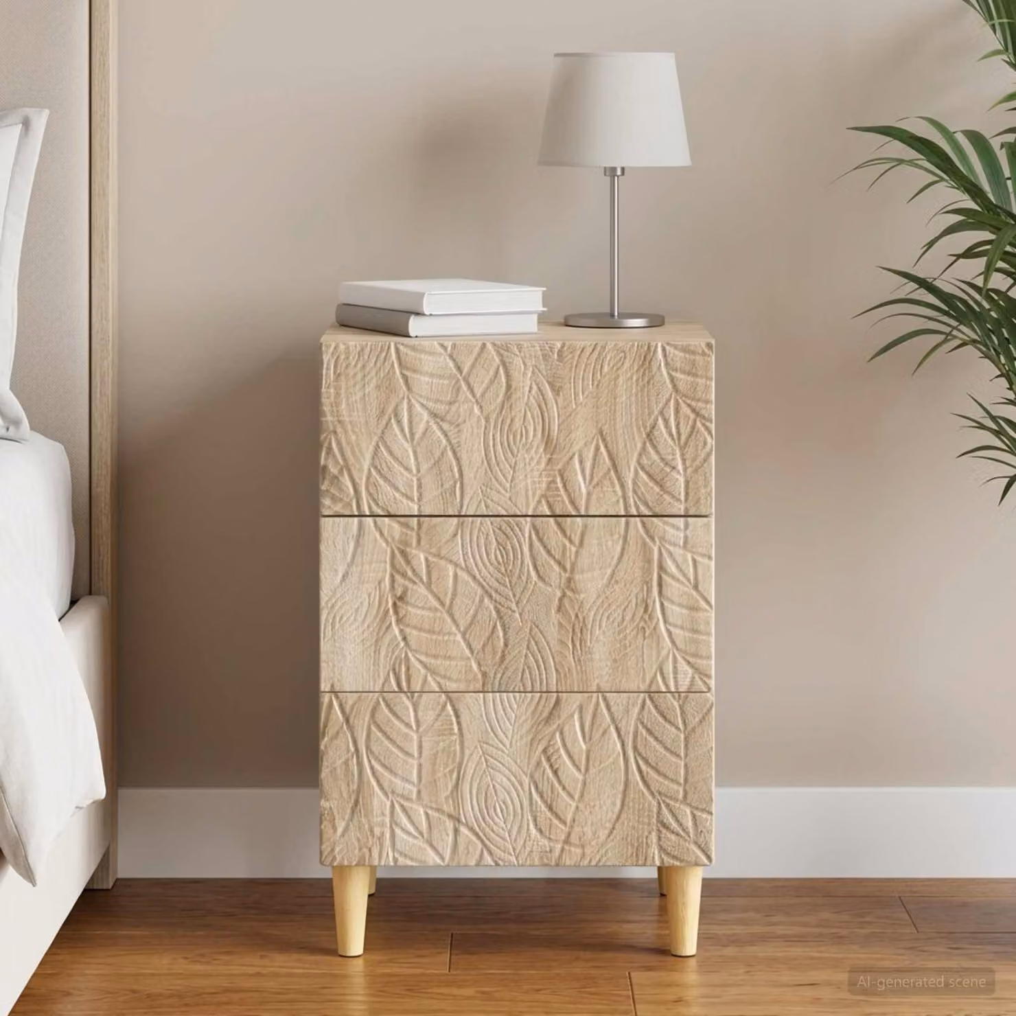 Comodino moderno vidaXL in legno ingegnerizzato color rovere sonoma, L: 43 cm, P: 39,5 cm, H: 66,5 cm