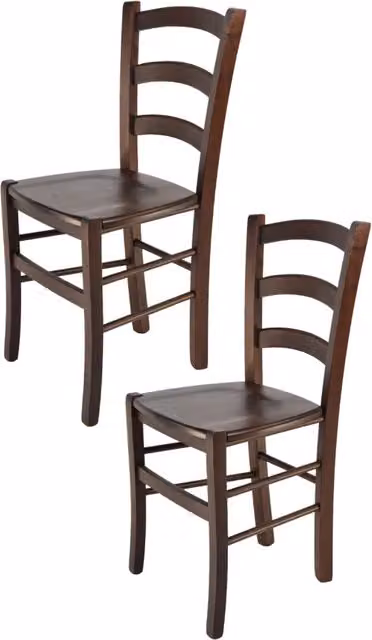 Set di 2 sedie Venice Tommychairs in legno di faggio color noce con seduta in legno – 1
