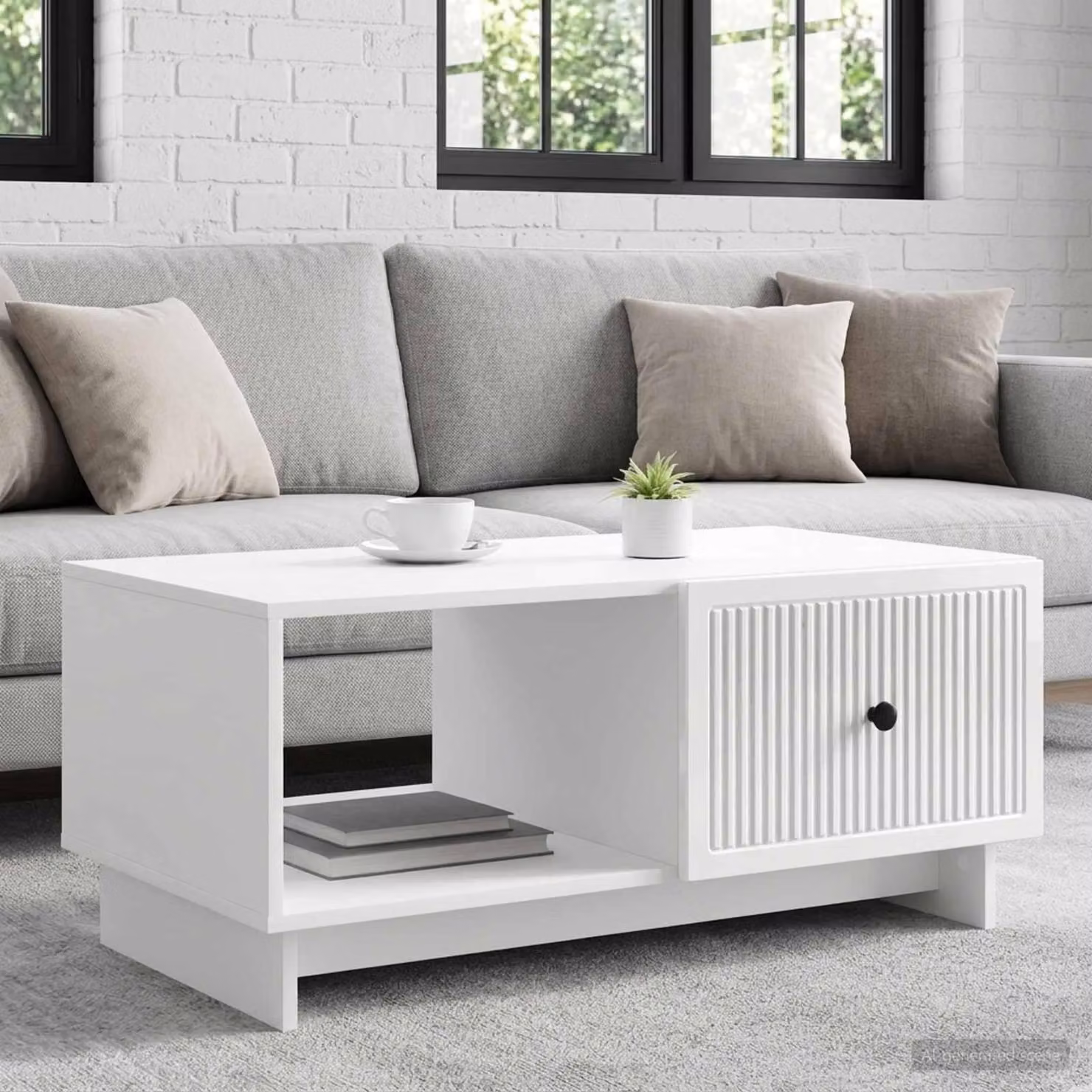 Maison Exclusive - Tavolino bianco lucido 90 x 50 x 40 cm in materiale derivato dal legno