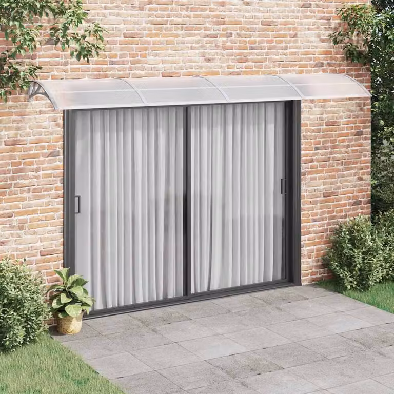 Tettoia per porta vidaXL in policarbonato grigia e trasparente L 400 cm x P 75 cm