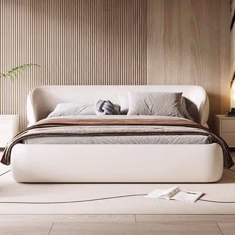 Weißes Funktionsbett Designer Polsterbetten Schlafbetten Holzgestell