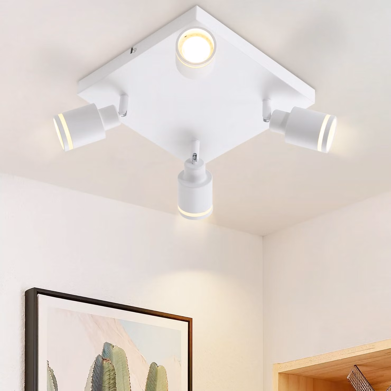 ZMH LED plafoniera bianca 4 fiamme GU10 orientabile faretto a soffitto per parete spot soggiorno camera da letto, senza lampadine