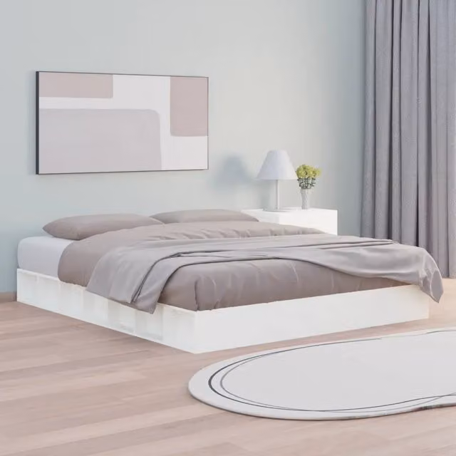 Letto Super King vidaXL in legno massello di pino bianco con doghe rigide 180 x 200 cm – 1