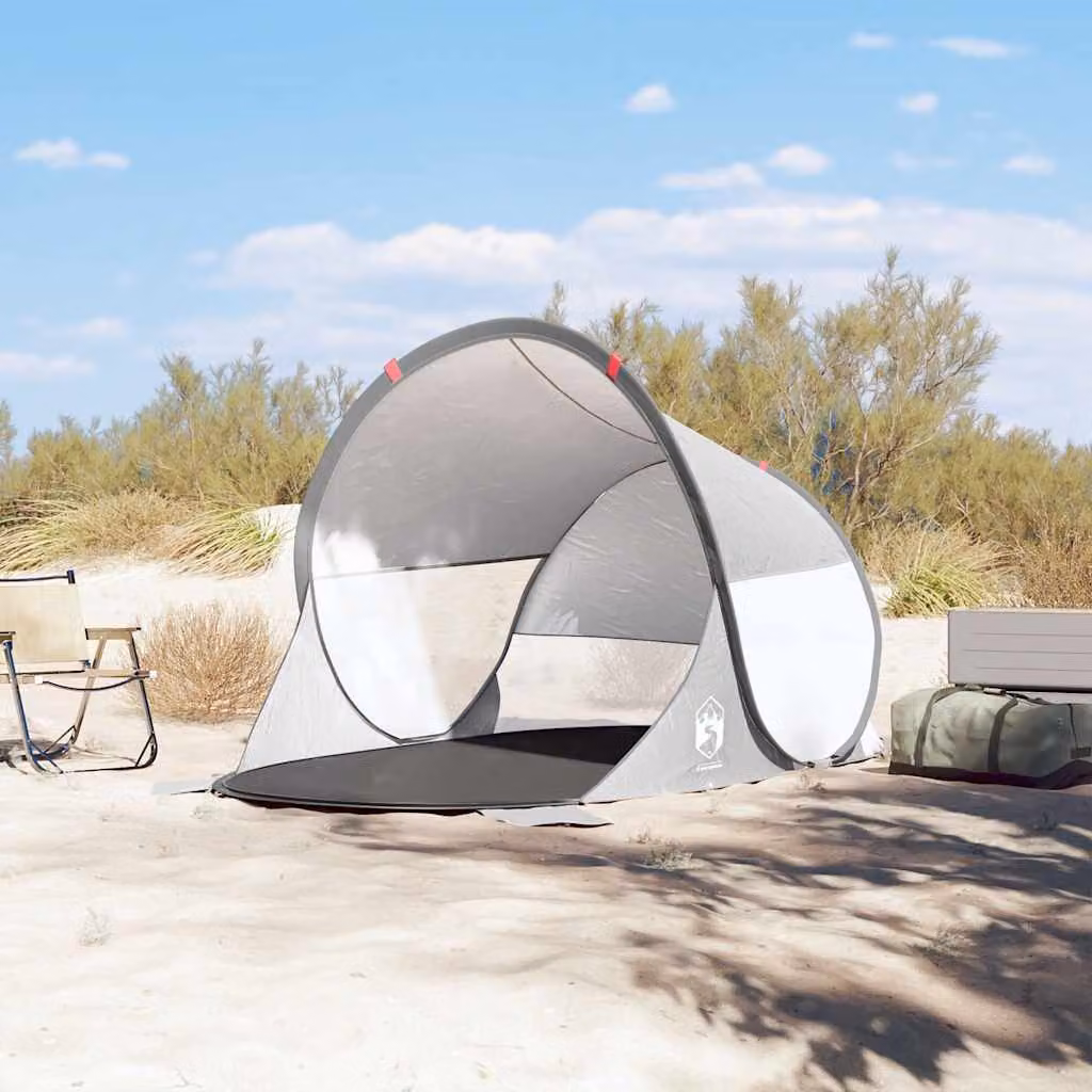 vidaXL Tenda da Spiaggia Pop-Up Grigia Impermeabile in Poliestere L 205 x P 125 x H 90 cm