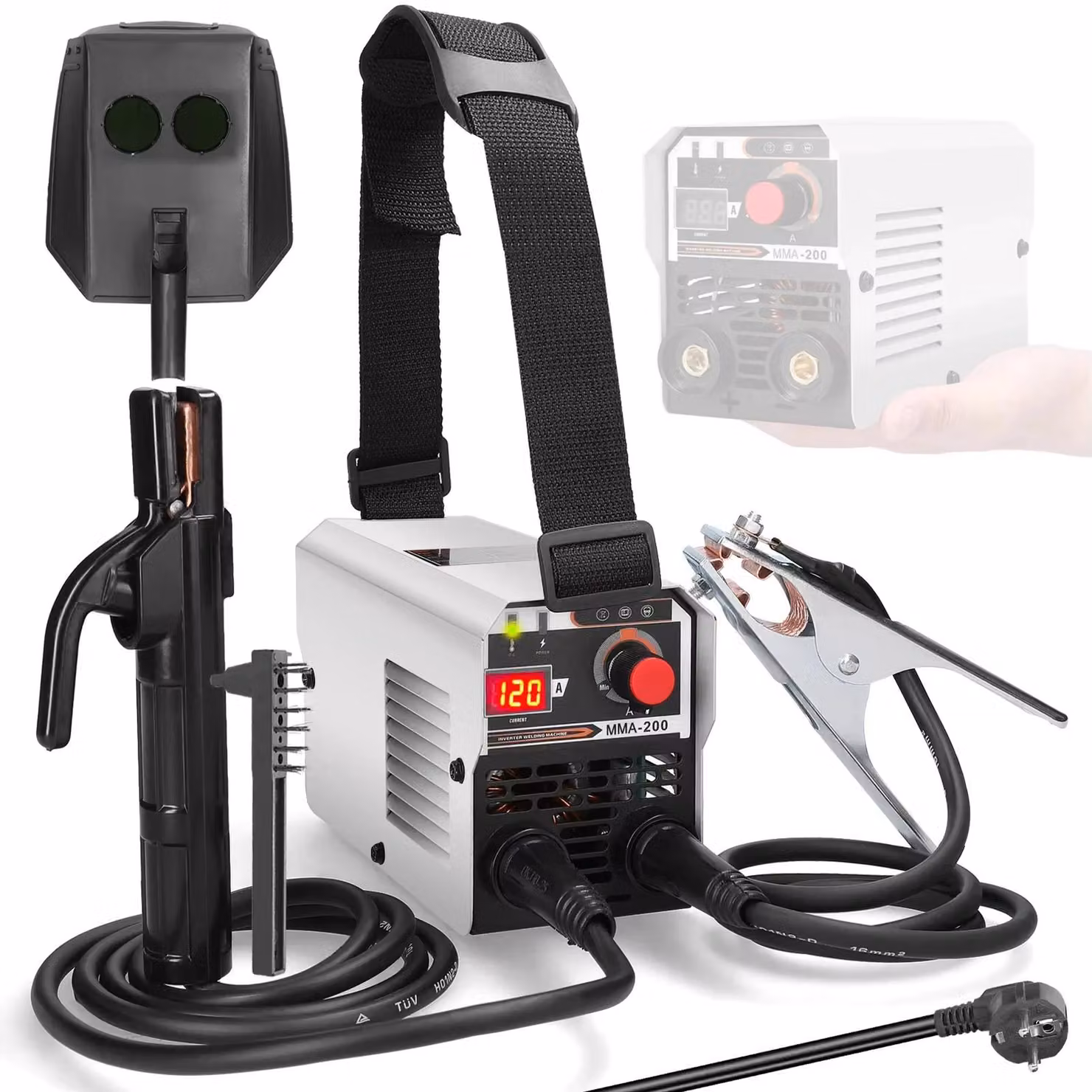 Saldatrice MIG/MMA, tecnologia IGBT, display digitale, modello MMA-200