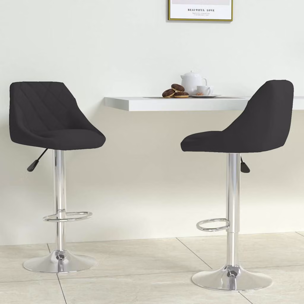 Set di 2 sgabelli da bar vidaXL in velluto nero con base girevole a 360 gradi