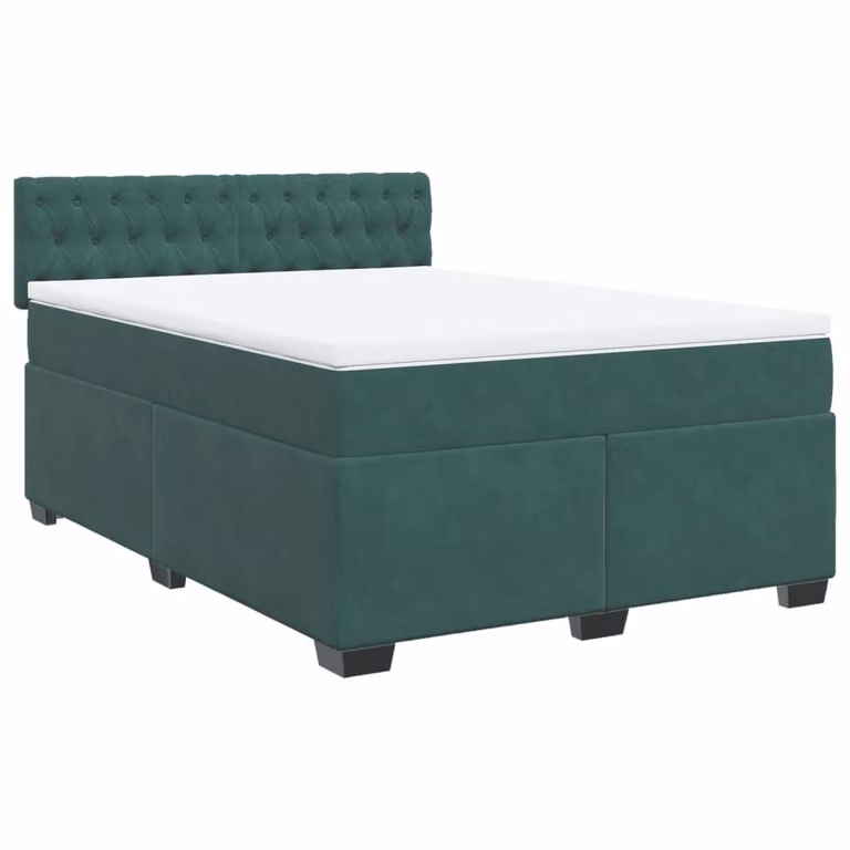 Giroletto a Molle con Materasso Verde Scuro 160x200 cm Velluto
