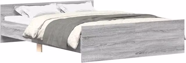 Letto matrimoniale | Letto per adulti | Giroletto con Testiera e Pediera Grigio Sonoma 150x200 cm
