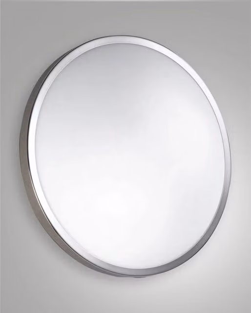Plafoniera a soffitto Plaza Fabas Cromata e Bianca con vetro, Diametro: 40 cm