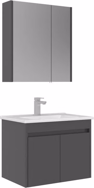Set mobile lavabo con specchio (2 pezzi) "Arno 65" - 65 x 45 x 52 cm - Grigio
