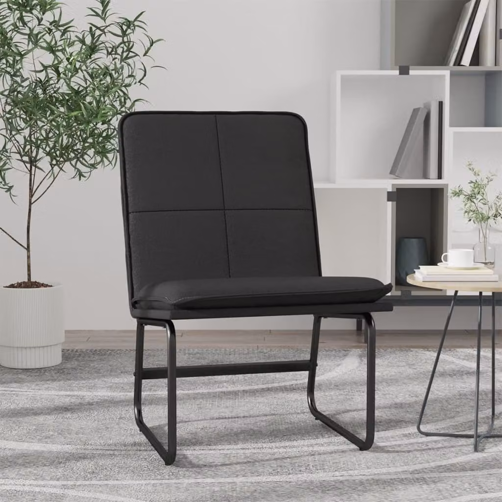 The Living Store sedia lounge nera 54x75x76 cm in ecopelle