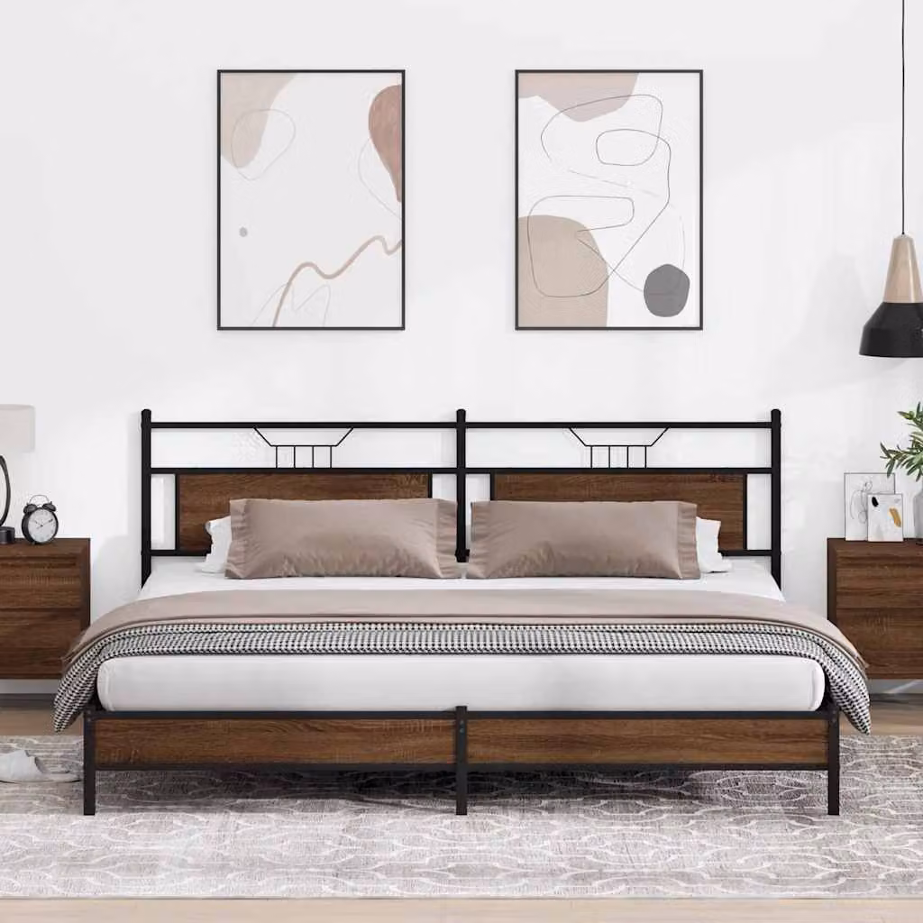 vidaXL Giroletto in Metallo e MDF Marrone Rovere L: 193 cm, P: 207 cm