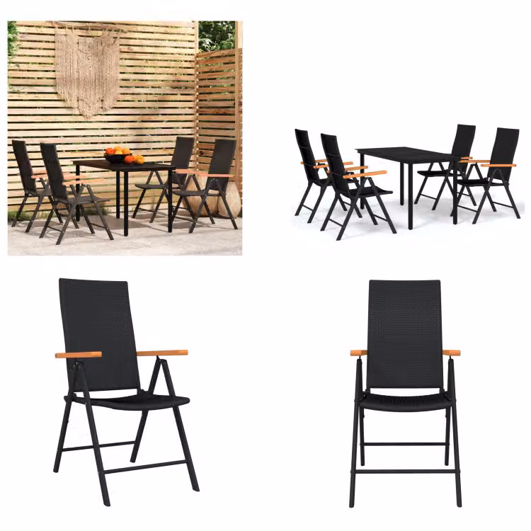 vidaXL Set da pranzo da giardino 5 pezzi nero - Set da pranzo da giardino - Set da pranzo da giardino - Set da pranzo - Set da salotto