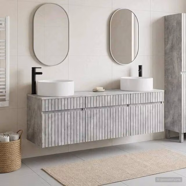 Set di Armadi da Bagno 3 pz Grigio Cemento 49 x 44,5 x 65,5 cm 3405780