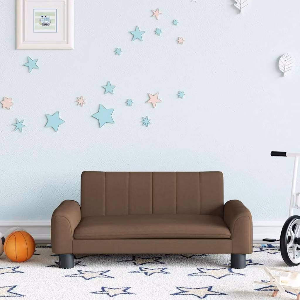 vidaXL Divano per bambini in tessuto marrone L: 70 cm, P: 45 cm, H: 30 cm