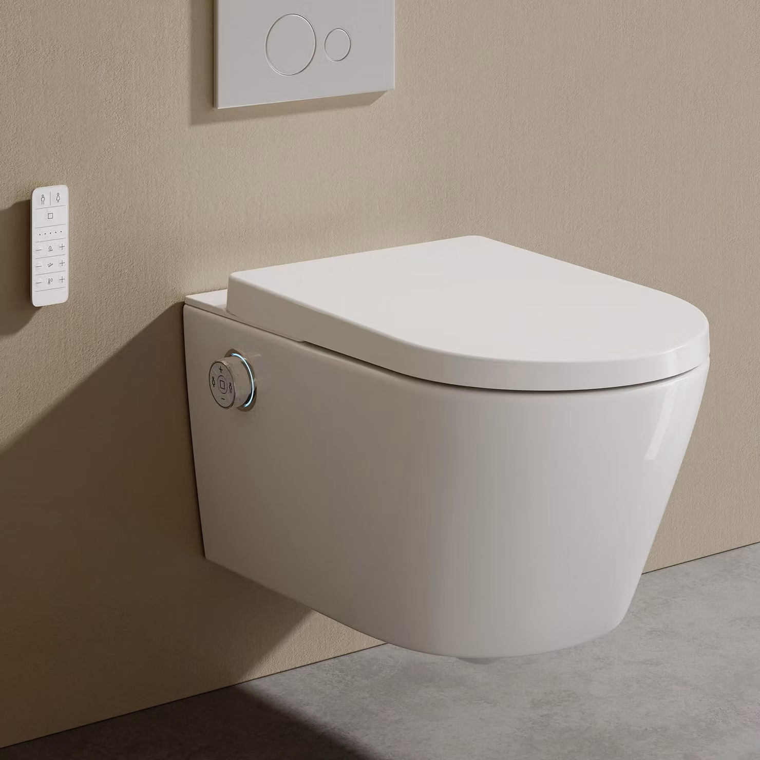 HOROW WC a doccia intelligente WC sospeso con funzione bidet WC giapponese senza bordo, pressione dell'acqua regolabile, igiene femminile, luce notturna