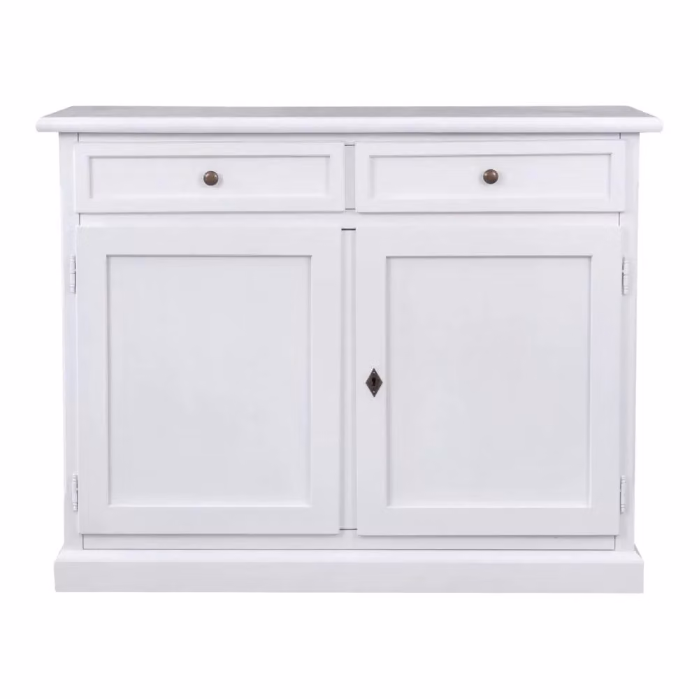 Madia credenza in stile arte povera con 2 porte in legno bianco Mobili 2G L: 105 cm, P: 42 cm, H: 85 cm – 1