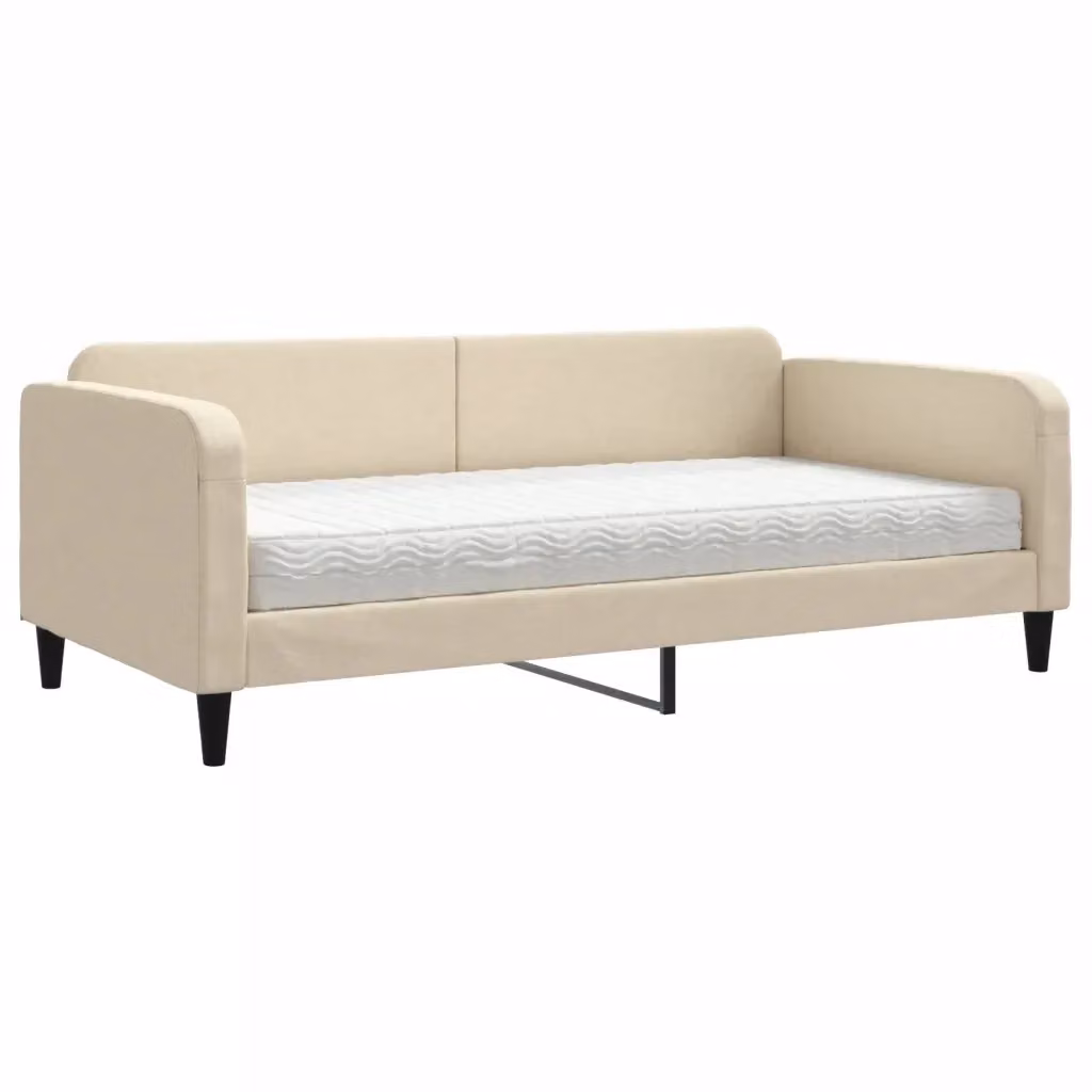Divano Letto Moderno vidaXL in Tessuto Beige con Materasso in Schiuma L/P/H: 223 x 110 x 75 cm (Materasso 100x200 cm) – 2