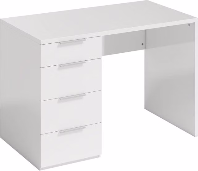 Scrivania da ufficio Giordanoshop moderna con cassettiera in MDF bianco lucido L: 110 cm, P: 61,5 cm, H: 75 cm