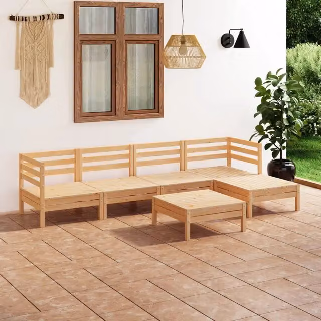 Set Salotto da Giardino 6 pz in Legno Massello di Pino 3082682
