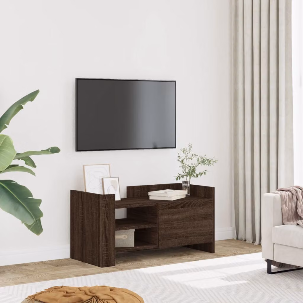 Mobile Porta TV vidaXL in Legno Rovere Marrone con Ruote L 80 cm x P 35 cm x H 40 cm