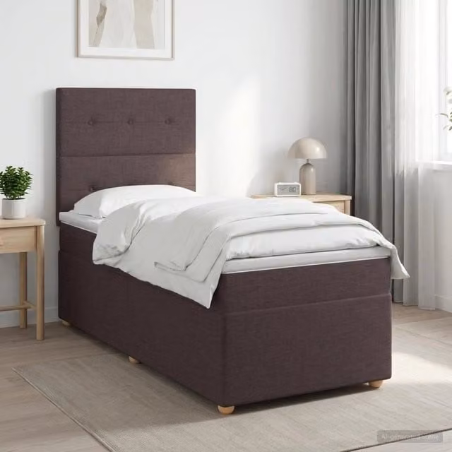 Letto box spring con materasso Marrone Scuro 100 x 200 cm 3453819