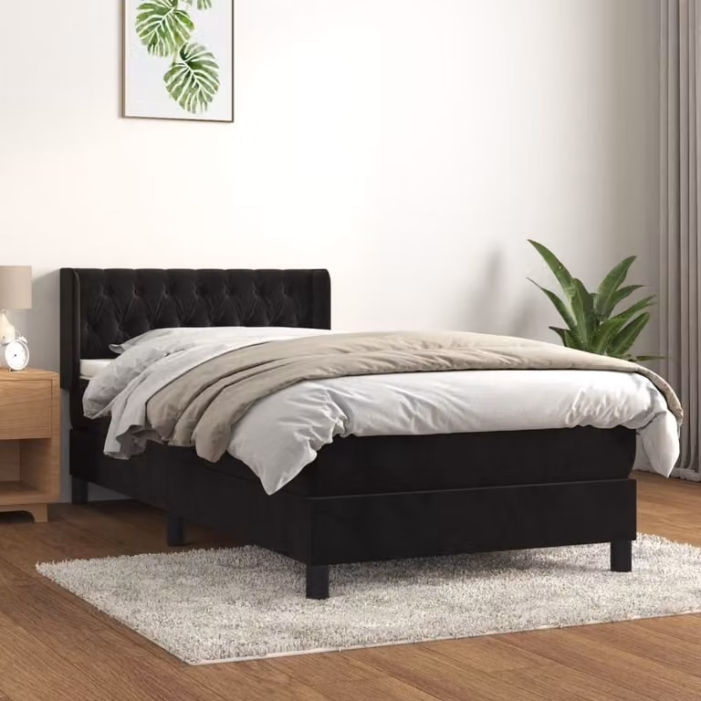 Maison Exclusive - Giroletto a Molle con Materasso Nero 100x200 cm in Velluto
