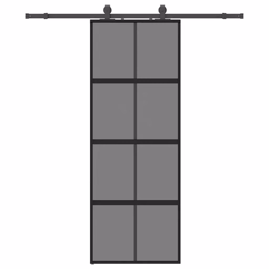 Porta Scorrevole Moderna vidaXL in Vetro Trasparente con Ferramenta Nera L: 76 cm, H: 205 cm – 2