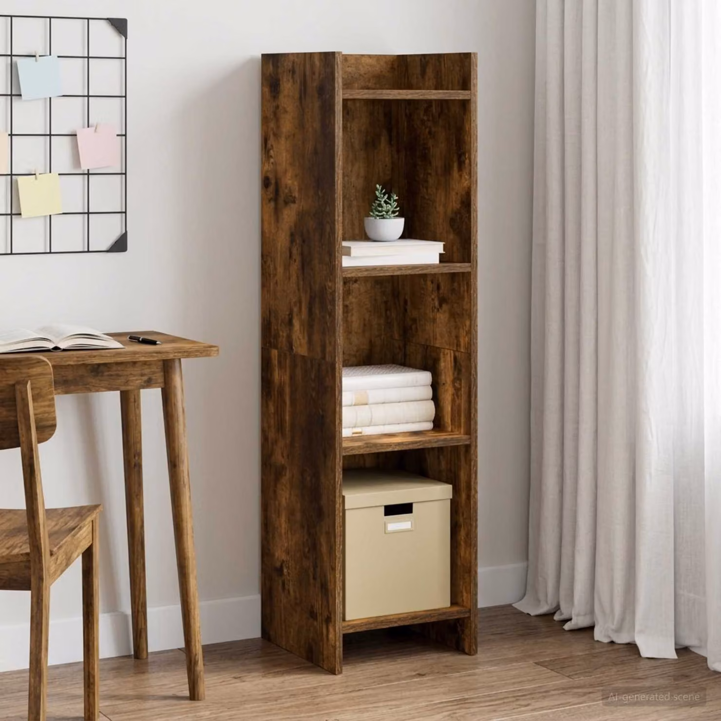 Libreria moderna vidaXL in legno ingegnerizzato MDF colore marrone, L/P/H: 30 x 30 x 111 cm