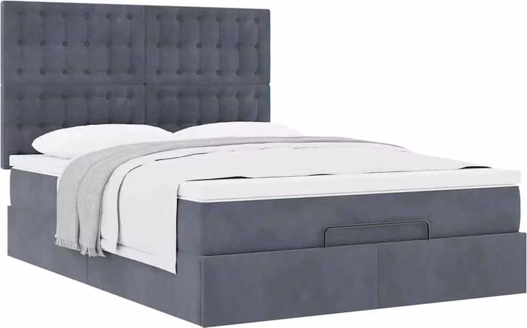 Struttura Letto Pouf con Materassi 140x190 cm Velluto
