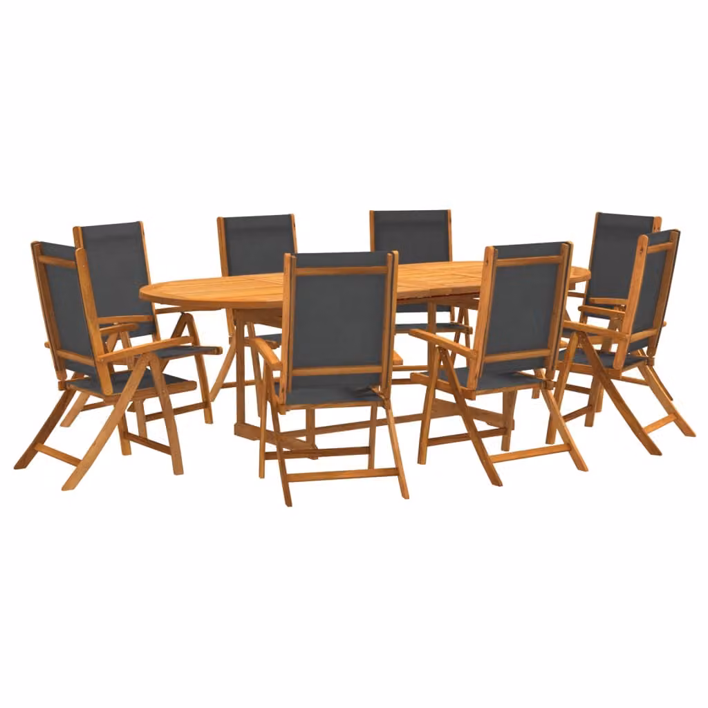 Maison Exclusive - Set da pranzo da giardino da 9 pezzi in legno massello di acacia e Textilene