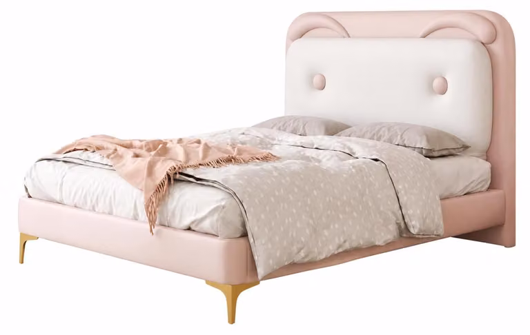 Letto per bambini Rosa, letto per adolescenti, in pelle, per ragazze, mobili di alta qualità