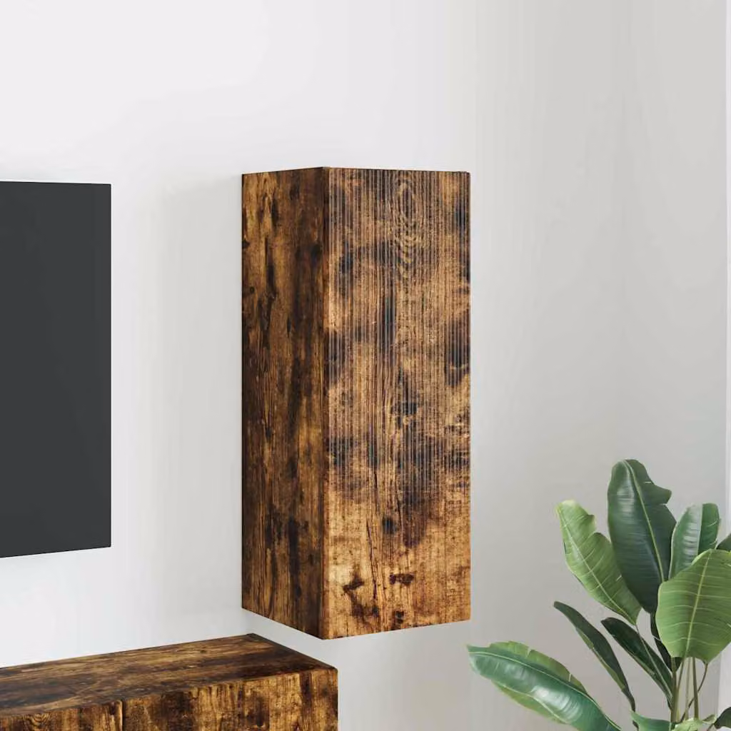 Mobile TV da parete vidaXL in Rovere fumé, L 30 cm x P 31 cm x H 80 cm