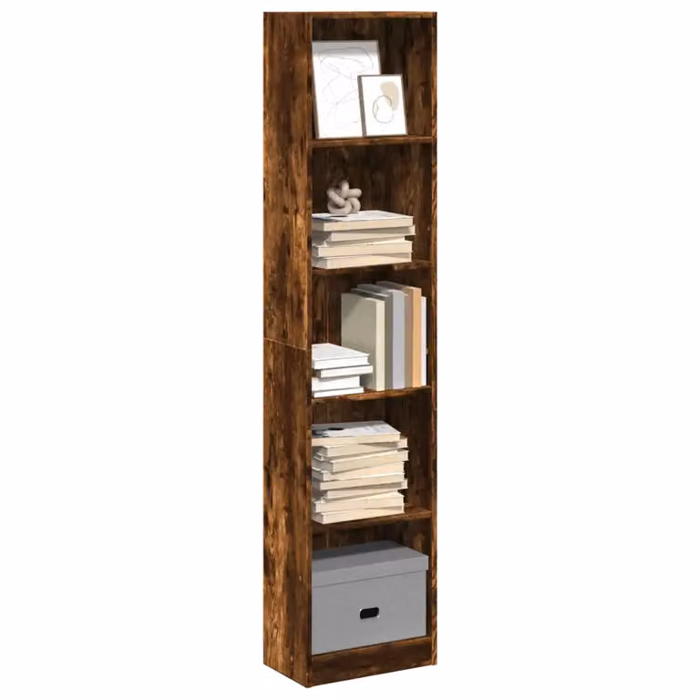 Libreria moderna vidaXL in legno Rovere Fumo, con pannello posteriore, L 40 cm x P 24 cm x H 176 cm