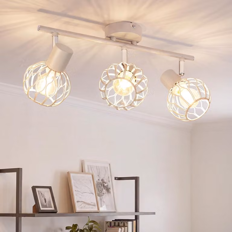 ZMH Lampada da soffitto a LED, 3 luci, colore grigio, attacco E14, metallo. Lampada per cucina, orientabile a 350°, lampada per soggiorno, faretti da soffitto, illuminazione interna, adatta per corridoi e cucine