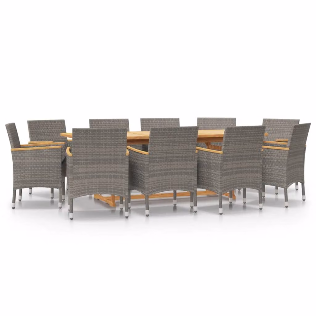 Set da Pranzo per Giardino 11 pz con Cuscini Grigio