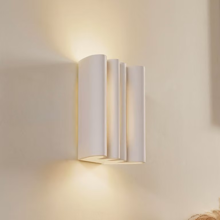 Applique da parete Novali AI Lindby, dimmerabile, Bianco / Opale, Soggiorno / Sala da pranzo, Gesso / Argilla, Moderno, Applique