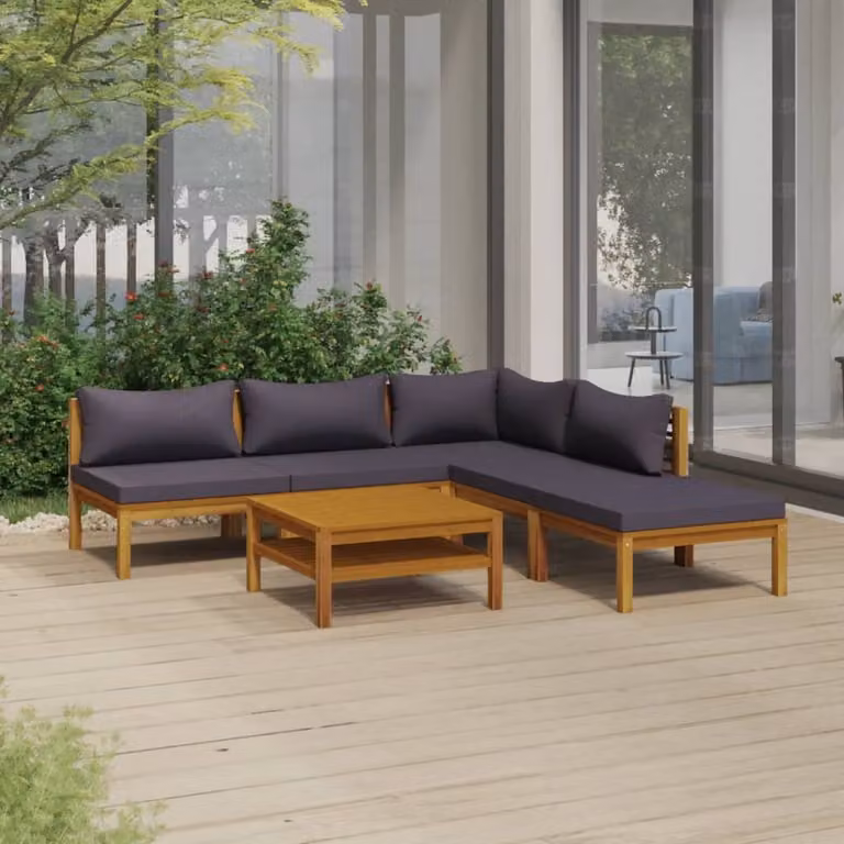 Maison Exclusive - Set da giardino da 6 pezzi con cuscini, in legno massello di acacia