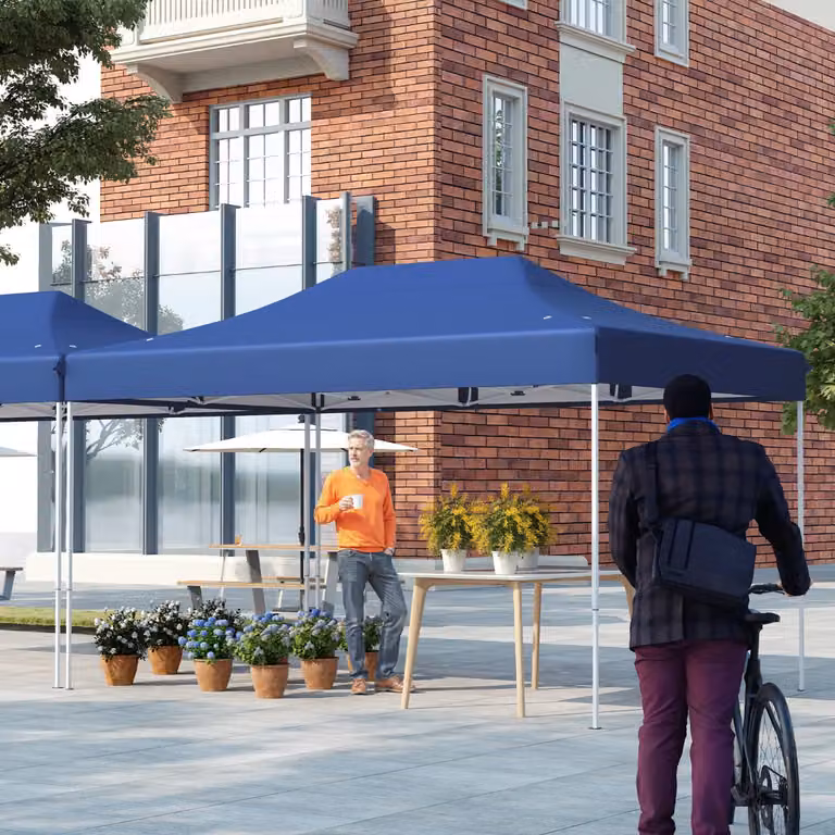 Tenda pop-up Costway per uso professionale con fori di drenaggio e borsa con ruote, Blu scuro