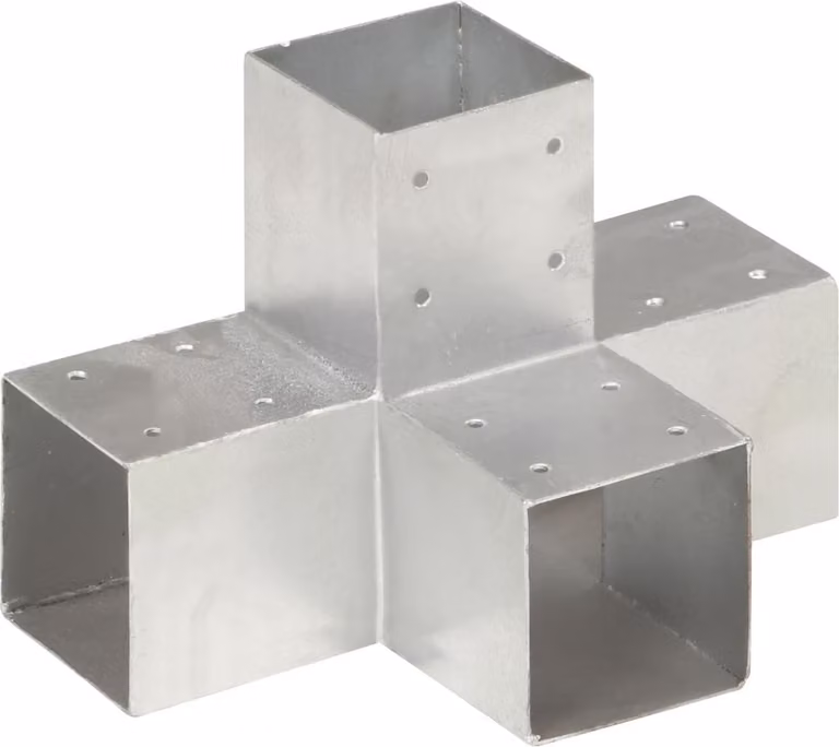 Connettori per Pali a Forma di X 4 pz in Metallo Zincato 91x91 mm