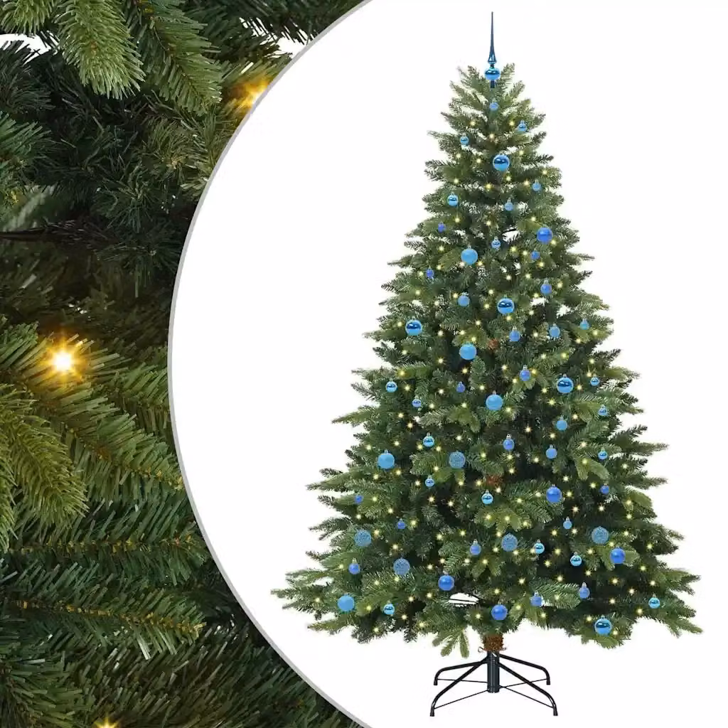 Albero di Natale artificiale moderno vidaXL verde con 300 LED luce bianca calda in PE e PVC, Altezza: 240 cm – 2