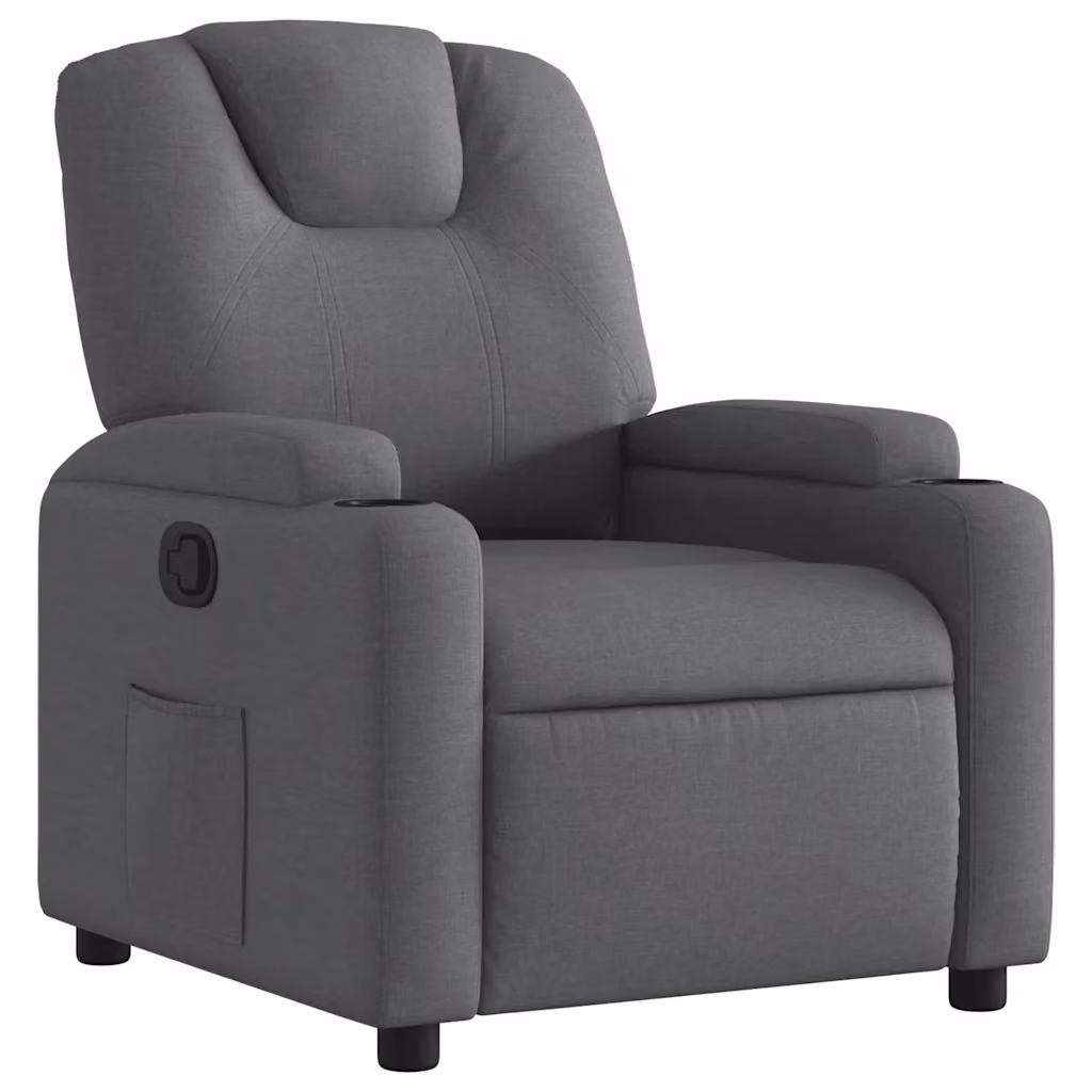 Poltrona reclinabile relax vidaXL in tessuto grigio con braccioli e leva manuale – 2
