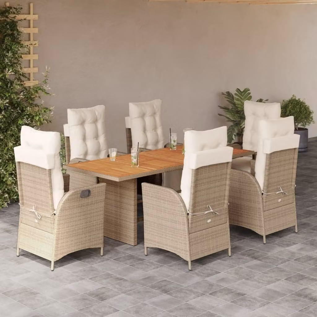 Maison Exclusive - Set da pranzo da giardino 7 pezzi con cuscini in polyrattan beige